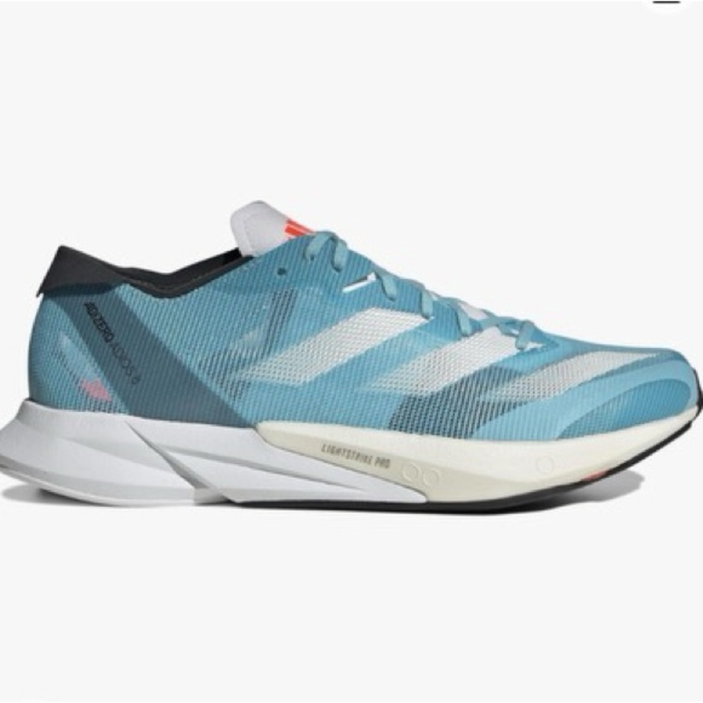 ADIZERO ADIOS 8 RUNNING SHOES Men’s size 8.5 aqua and silver worn twice